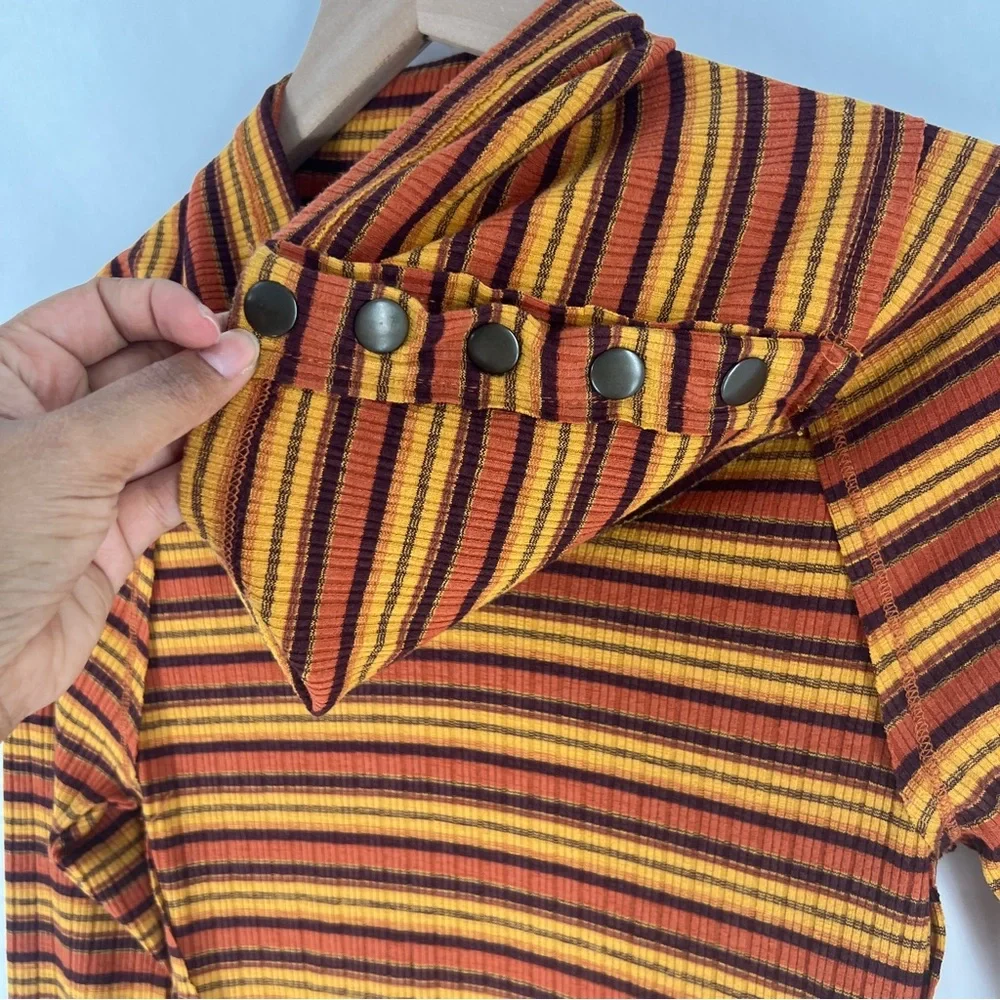 FREE PEOPLE Cape Cod‎ Thermal Striped Ribbed Cowl Neck Size M